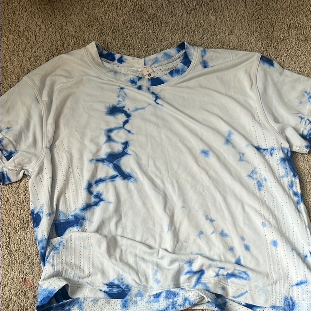 Blue and White Tie-Dye Lululemon shirt